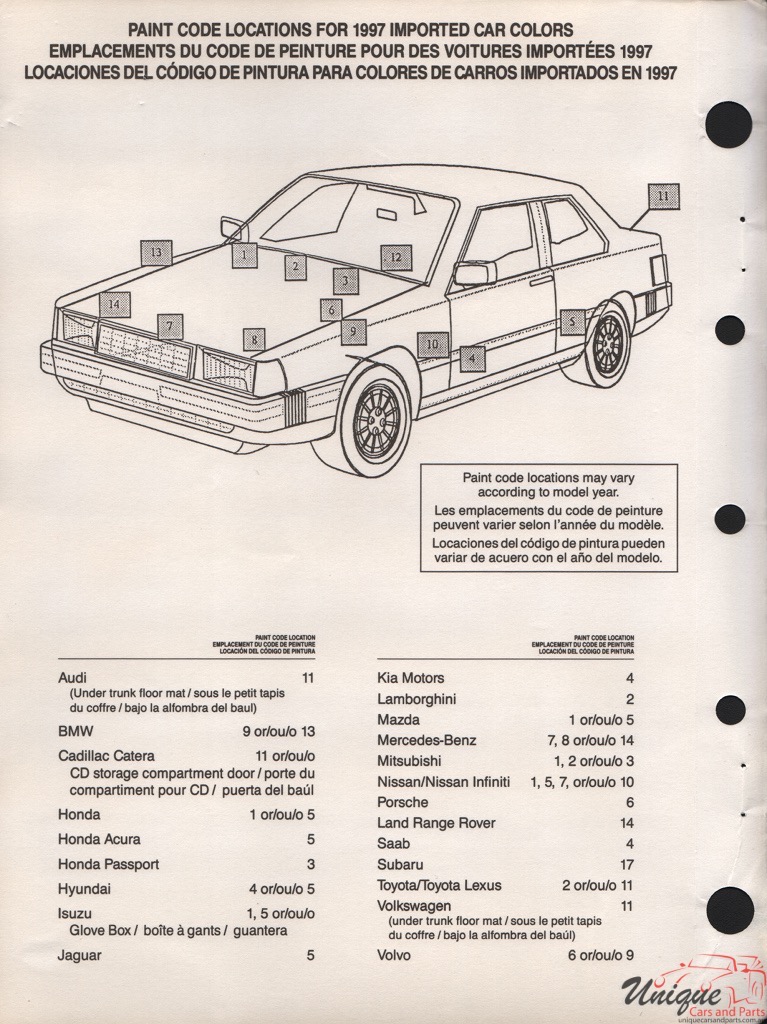 1998 Volkswagen Paint Charts PPG 4